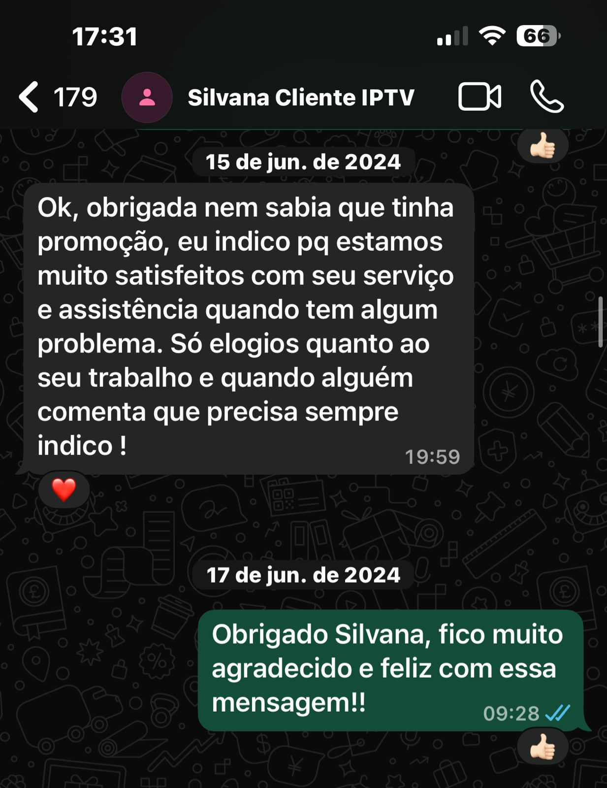 Print de cliente recomendando