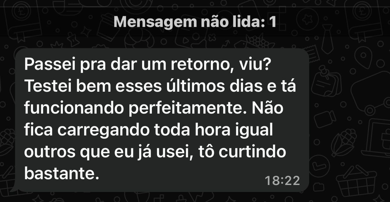Print de cliente relatando funcionamento