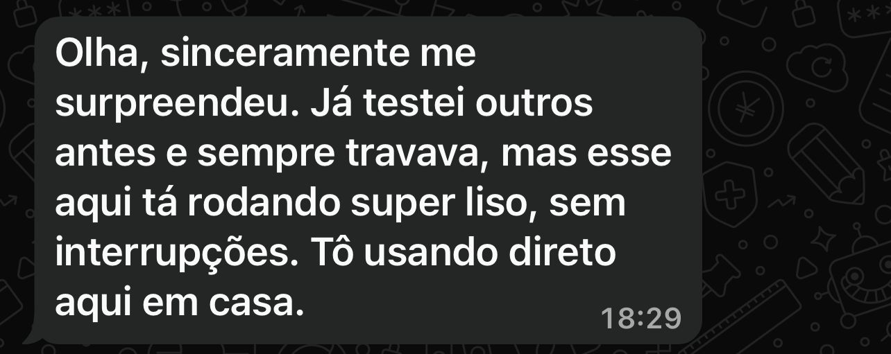 Print de cliente dizendo que roda liso